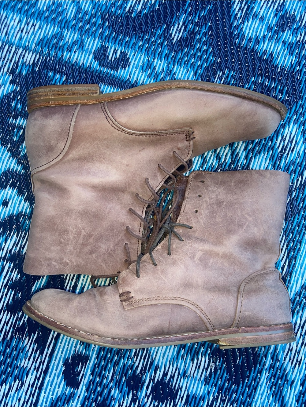 OluKai ‘O Laila Nubuck Leather Foldable Lace-Up Combat Moto Boots in Java